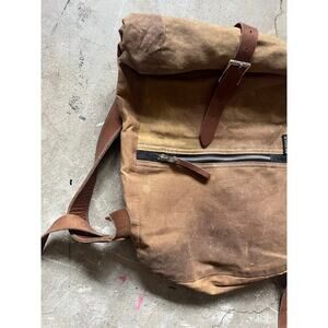 Pack Backpack  Waxed Canvas, Distressed, Camping, Leather straps